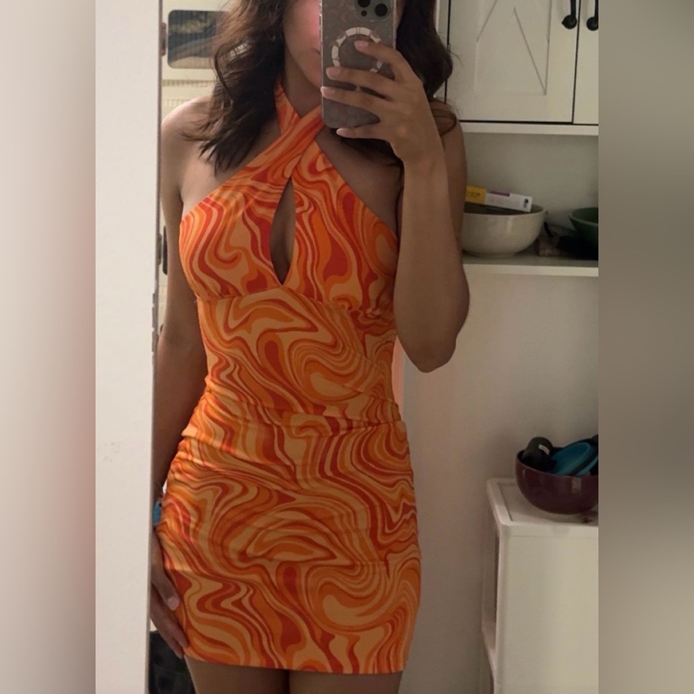 H&M Vibrant Orange Backless Dress